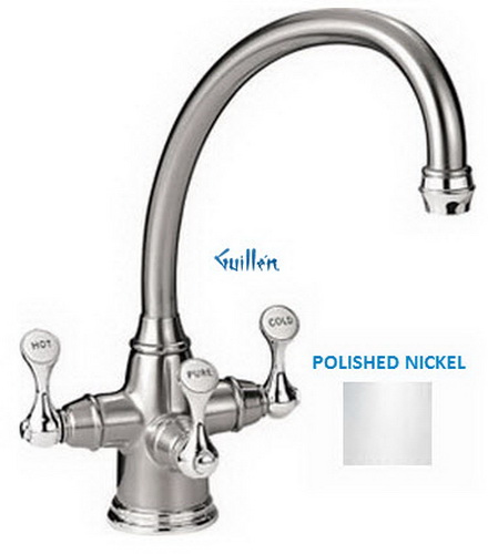 Franke TFT-370; Triflow Traditional TFT-300 Series; Triple Handle Arc Spout Kitchen or Bath Faucet; in Polished Nickel; Discontinued Product