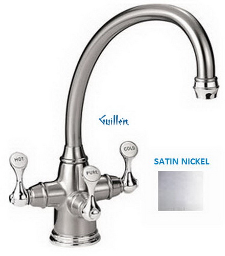 Franke TFT-380; Triflow Traditional TFT-300 Series; Triple Handle Arc Spout Kitchen or Bath Faucet; in Satin Nickel; Discontinued Product