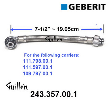 Geberit 243.357.00.1; Sigma; Reinforced braided hose resistant to salt water for concealed cistern 8 cm; in Unfinish; ;
