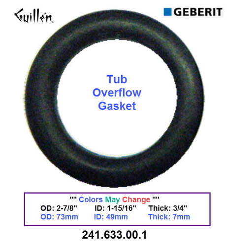 Geberit 241.633.00.1;;__ 2-7/8in 1-15/16in; Bath waste and overflow gasket;tubular EPDM 60 D73X49X7 SMC; in Unfinish; Replaces 865.073.00.0; 865.073.00.0; 241.615.00.0; 241.615.00.1; 893.601.00.0