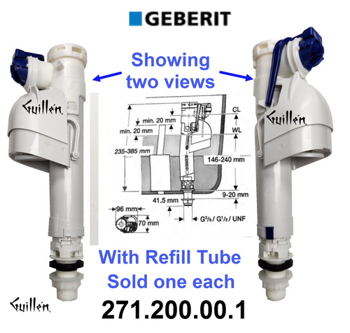 Geberit 271.200.00.1;; Fill valve type 360 15/16 in UNF with refill tube; in Unfinish