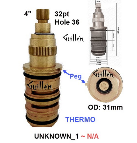 Unkknown UNKNOWN_1;;__ 4in 32pt; Thermostatic cartridge, in Unfinish; Not Available