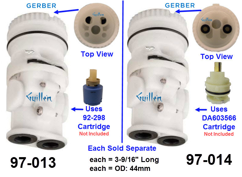 Gerber 97-013;; __ 3-6/11in; pressure balance cartridge; in Unfinish; Used with 92-298