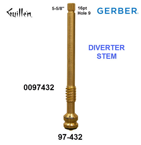 Gerber 97-432;;__ 5-5/8in 16pt; Diverter stem cartridge only; in Unfinish