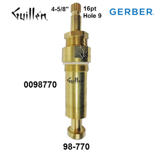Gerber 98-770;;__ 4-5/8in 16pt; and cold cwc; Piston stem cartridge ; in Unfinish