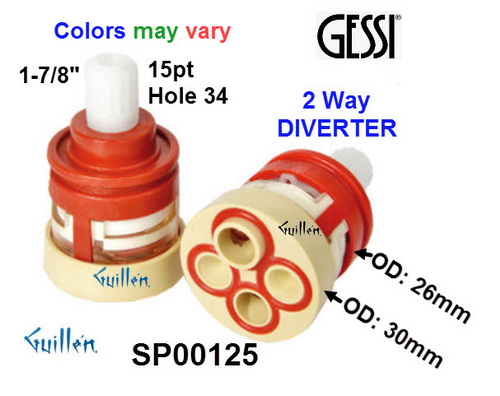 Gessi SP00125;;__ 1-7/8in 15pt; Diverter cartridge 2 way; in Red; replaces ZZ95781000