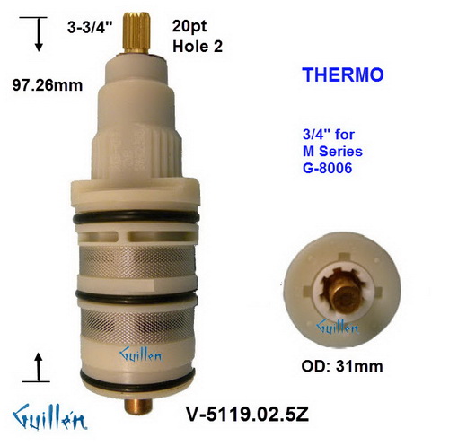 Graff V-5119.02.5Z;;__ 3-3/4in 20pt; 3/4 Thermostatic cartridge for M series G-8006; in Unfinish