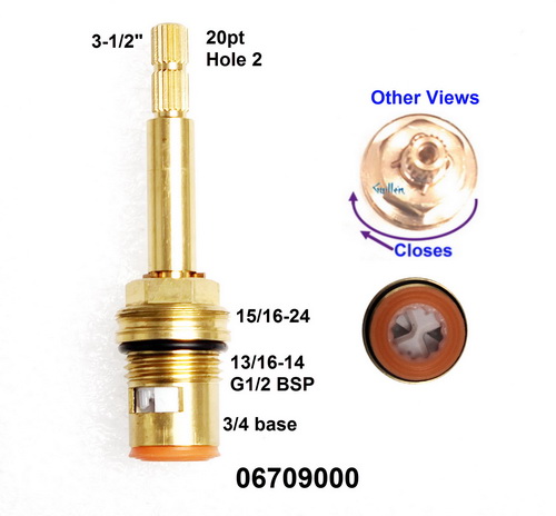 Grohe 06709000; ; __ 3-1/2in 20pt; Hot cwc 1/4 Turn brass cartridge ceramic replacement; in Unfinish