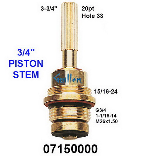 Grohe 07150000;;__ 3-3/4in 20pt; Hot cwc; Piston stem cartridge for 3/4 volume control; in Unfinish