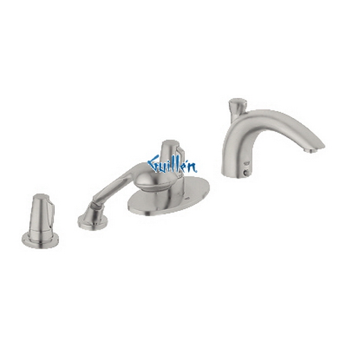 Grohe 19206AV0; Chiara Neu;Thermostatic roman tub valve trimwith handheld shower head; in SatinNickel; Discontinued Product