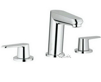 Grohe 20215002; Eurodisc; dual lever handle cosmopolitan wideset lavatory us; in Chrome; Discontinued Product