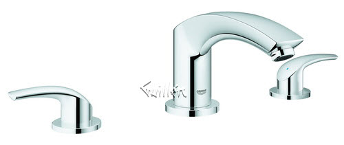 Grohe 25168002; New Eurosmart; two handle bath 3-hole roman tub Filler; in Chrome