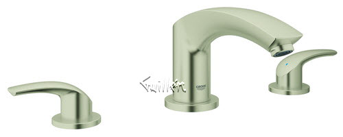 Grohe 25168EN2; New Eurosmart; two handle bath 3-hole roman tub Filler; in Brushed Nickel