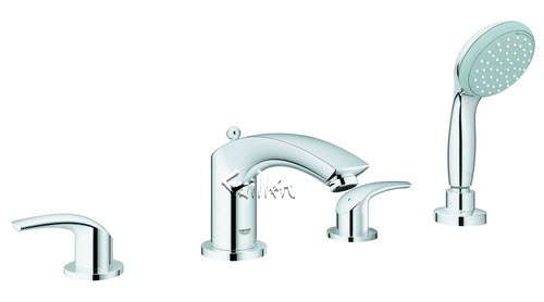 Grohe 25170002; New Eurosmart; two handle bath 4-hole plus shower set us; in Chrome; Discontinued Product