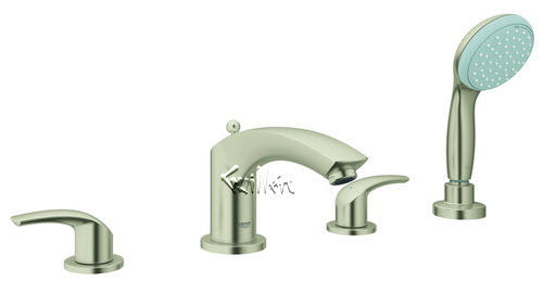 Grohe 25170EN2; New Eurosmart; two handle bath 4-hole plus shower set us; in Brushed Nickel; Discontinued Product