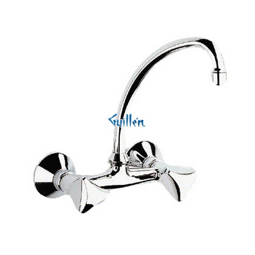 Grohe 31026 Classic; Wall Mount Two-Handle Kitchen Faucet Tubular swivel spout