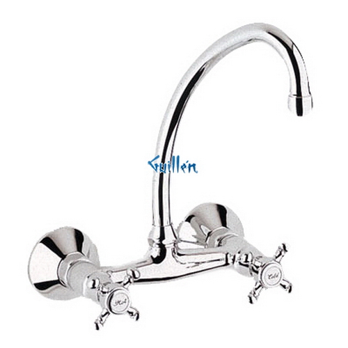 Grohe 31404 Classic; Wall Mount Two-Handle Kitchen Faucet Tubular swivel spout