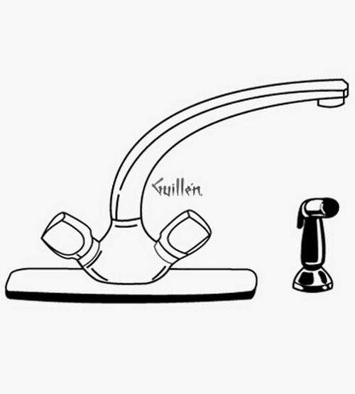 Grohe 31664 Classic / Exquisit; Two-handle Kitchen Centerset Hose and side spray 9" cast brass spout