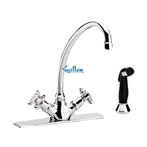 Grohe 31708 Classic; Two-Handle Kitchen Centerset (Prior to 1/96) Hose and side spray 7 3/4" tubular swivel spout