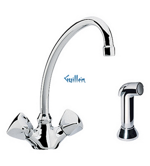 Grohe 31735 Classic; Two-Handle Kitchen Centerset (Prior to 1/96) Hose and side spray 7 3/4" tubular swivel spout
