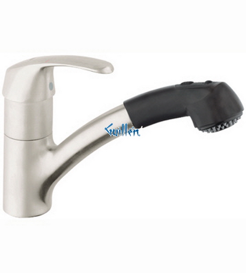 Grohe 32999KD0; Alira; Low Profilewith Pull Out Spray kitchen faucet;in Stainless Steel/Black; Discontinued Product