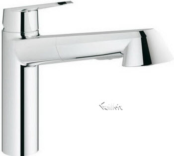 Grohe 33330002; Eurodisc; single lever handle cosmopolitan kitchen faucet sink ecoj spray us; in Chrome; Discontinued Product