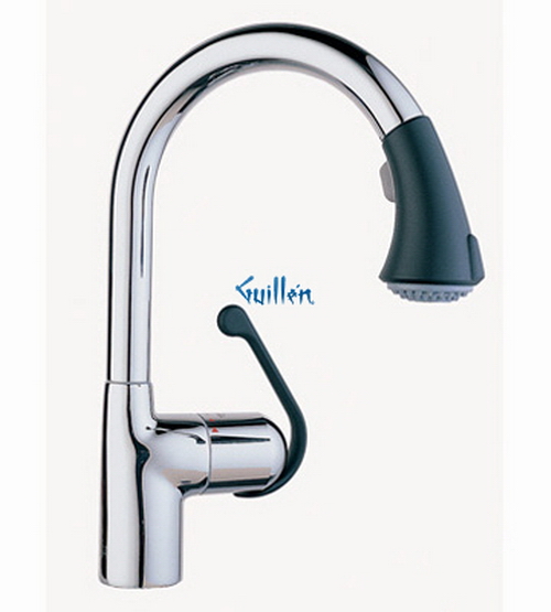 Grohe 33758IB0; LadyLux Cafe; High Profile Pull Down dual spray kitchen faucet; in Chrome/Soft Black; Discontinued Product