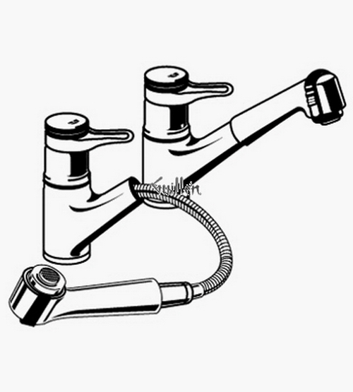 Grohe 33853 Europlus II; Pull-Out Spray (Prior 6/96) Single-Handle Kitchen Centerset Swivel spout