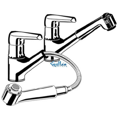 Grohe 33871 Europlus II; Pull-Out Spray (Prior to 6/96) Single-Handle Kitchen Centerset Swivel spout