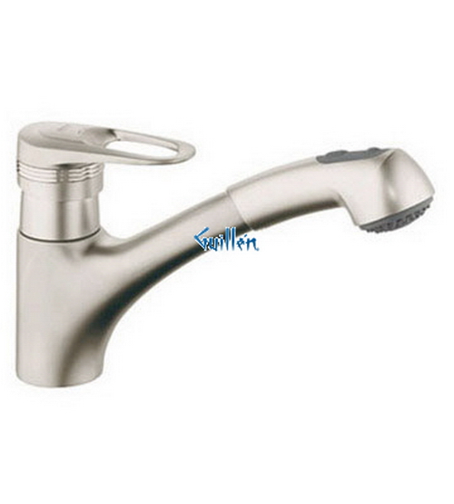 Grohe 33939AV0; Europlus II; Low Profile Pull out dual spray kitchen faucet; in Satin Nickel; Discontinued Product