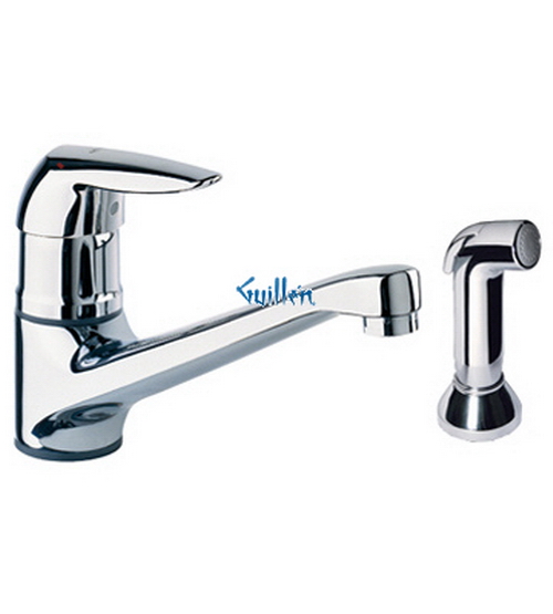 Grohe 33949 Eurodisc; Single-Handle Kitchen Centerset Hose and side spray 10" cast brass spout