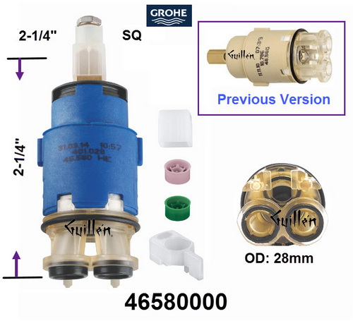 Grohe 46580000; Allure;__ 2-3/4in SQ; Single lever cartridge for centerset; in Unfinish