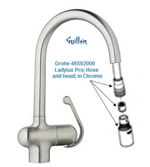 Grohe 46592000; Ladylux Pro; Hose and head; in Chrome