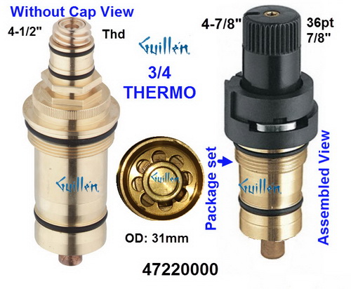 Grohe 47220000; Grohtemp;__ 4-1/2in; 4-7/8in 36pt; Thermostatic cartridge 3/4 paraffin; in Unfinish