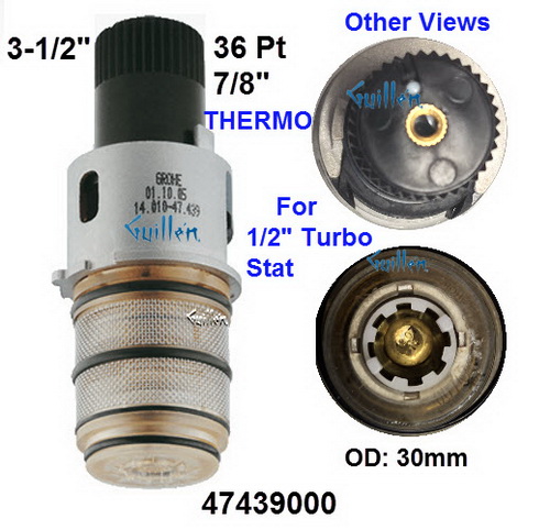 Grohe 47439000;;__ 3-1/2in 36Pt; Thermostatic cartridge for 1/2 turbo stat ( 34182; 34189 ); in Unfinish