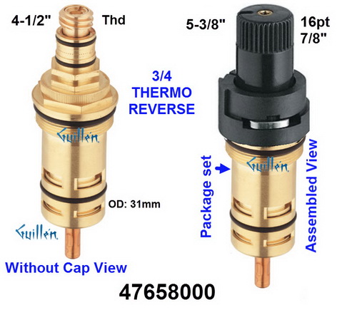Grohe 47658000; Grohtemp;__ 4-1/2; 5-3/8in 36pt; Reverse Thermostatic cartridge 3/4 paraffin; in Unfinish