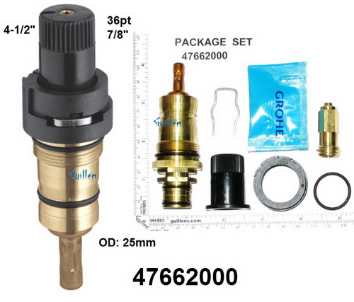 Grohe 47662000; Atrio;__ 4-1/2in 36pt; Thermostatic cartridge for 1/2 valve; in Unfinish
