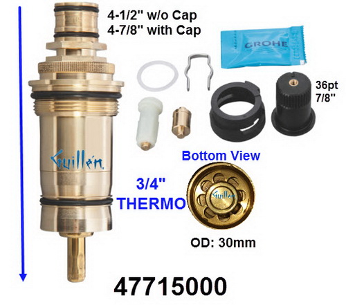 Grohe 47715000;;__ 4-1/8in Rnd; Thermostatic cartridge 3/4 and inserts; in Unfinish