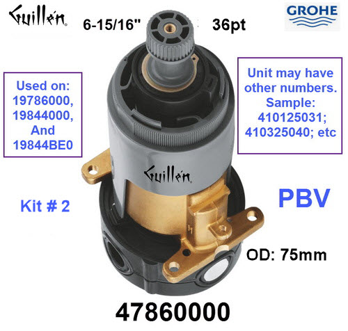Grohe 47860000;;__ UNK 36pt; Pressure balance cartridge control unit kit # 2 for two applications and turn off; in Unfinish