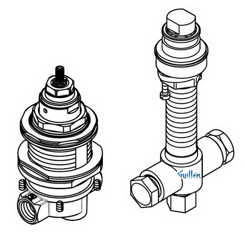 Hansgrohe; 04125; Tub deck filler valve rough 2 hole thermostatic single rough; Series Hansgrohe