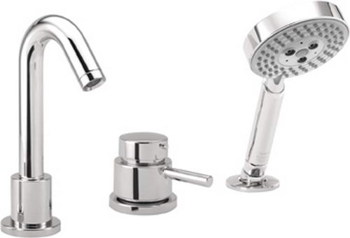 Hansgrohe Axor; 04127; Tub deck filler valve trim 3 hole thermostatic single lever handle with hand spray head; Series Talis S