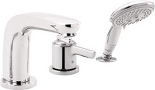 Hansgrohe Axor; 04130; Tub deckfiller valve trim 3 holethermostatic single lever handlewith hand spray head; SeriesAllegro E