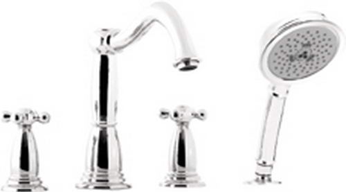 Hansgrohe; 06048; Tub deck filler valve trim 4 hole dual cross handle with hand spray head; Series Tango C
