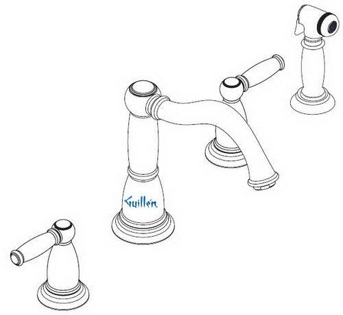 Hansgrohe; 06050; Kitchen faucet dual lever or cross handle with side sprayhead for 4 hole; Series Tango C