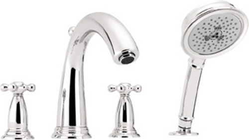 Hansgrohe; 06125; Tub deck filler valve trim 4 hole dual cross handle with hand spray head; Series Swing C
