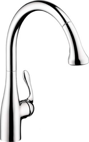 Hansgrohe; 06460; Kitchen faucet single lever handle high spout with pull out sprayhead for 1 hole; Series Allegro E Gourmet