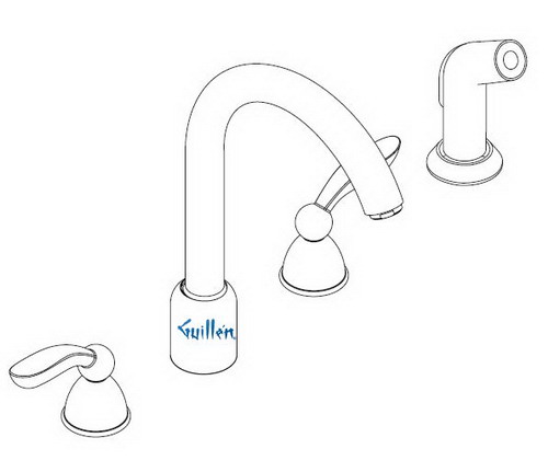 Hansgrohe; 06648; Kitchen faucet dual lever or cross handle high spout with side sprayhead for 4 hole; Series Solaris, Stratos, Metro, Interaktiv S