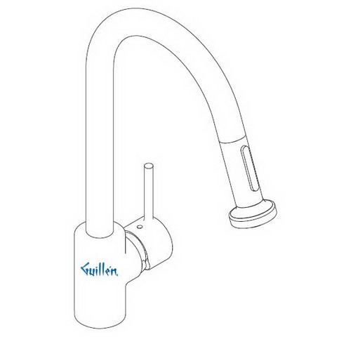 Hansgrohe; 06801; Kitchen faucet single lever handle high spout with pull down sprayhead for 1 hole; Series Talis S