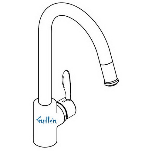 Hansgrohe; 06955; Kitchen faucet single lever handle high spout with pull down sprayhead for 1 hole; Series Solaris, Stratos, Metro, Monsoon, Interaktiv S