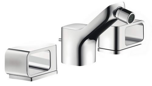 Hansgrohe Axor; 11223; Bidet faucet widespread dual square handles with front spray; Series Urquiola